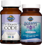 Garden Of Life Prenatal Multi + Dha Bundle: Vitamin Code Raw Prenatal Multivitamin With Folate, 90 Vegetarian Capsules Plus Oceans Mom Dha Once Daily, 350Mg Dha Fish Oil, 30 Strawberry Softgels