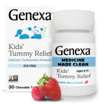 Genexa Kids Clean Dye Free Tummy Relief | Heartburn, Acid Indigestion, Sour Stomach Chewable Antacid | 0% Artificial Additives, ChildrenS Calcium Carbonate, Organic Berry Flavor, 30Ct