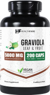 Graviola Extract Capsules, 5000Mg | 200 Veg Capsules | High Potency Soursop Leaf & Fruit Extract | Non-Gmo | Gluten-Free | Made In The Usa