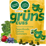 Gruns Kids Vitamins, Super Greens Gummies - Superfood Gummy Bears With Spirulina, Chlorella, 20+ Vitamins & Minerals, Prebiotics Fiber For Digestive Health, Adaptogens Supplement, 28 Day Supply