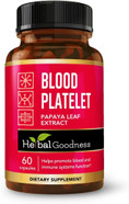 Herbal Goodness Papaya Leaf Blood Platelet Capsules - 60/600Mg 20X Strength - Blood Platelet, Bone Marrow, Immune Support - Blood Cleanse Formula - Herbal Remedy - Made In Usa