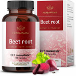 Herbamama Beet Root Capsules - 21:1 Red Beets Extract Concentrate With Black Pepper - Vegan, Non-Gmo Supplement For Immune & Overall Support, 100 Capsules, 50-Day Supply