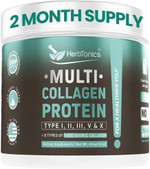 Herbtonics Multi Collagen Protein Powder - Grass-Fed Collagen Peptides (Type 1, 2, 3, 5, 10) For Joint, Skin & Bone Health
