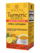 Hyleys Ginger Turmeric Tea Lemon Flavor - 25 Tea Bags - Wellness Herbal Supplement Green Tea