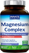 Innate Vitality Magnesium Complex 240 Vegan Capsules - 4 Forms: Magnesium Glycinate, Malate, Citrate, Oxide | Supports Energy, Muscle Function, Bone Health & Nerve Support | Gluten Free, Non-Gmo