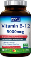 Innate Vitality Vitamin B12 5000Mcg, Sublingual, Vegan Methylcobalamin, Fast Dissolve Tablets, Natural Peach Flavor, Supports Energy Production & Healthy Nervous System, 240 Tablets