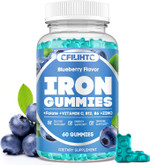 Iron Gummies For Women & Men - Iron Supplement With Vitamin B6, B12, C, Zinc, Folate For Adults & Kids - Support Iron Deficiency, Anemia, Energy Boost, Blood Builder - Sugar Free 60Ct Mixed Berry