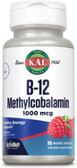 Kal Vitamin B12 Methylcobalamin 1000Mcg, Healthy Energy, Metabolism, Nerve And Red Blood Cell Support, Fast Dissolve Activmelt, High Absorption, Vegetarian, Natural Raspberry, 120 Serv, 120 Micro Tabs