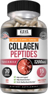 Kaya Naturals Multi Collagen Peptides Complex Powder For Women And Men, Types I, Ii, Iii, V & X | 180 Count Capsules