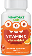 Kids Vitamin C Chewable Tablets 250Mg - Vegan, Gmo-Free, Gluten Free, Nut Free Vitamins - Dietary Supplement For Immune Support - For Children - 120 Chewables