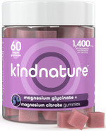 Kind Nature Magnesium Glycinate & Citrate Gummies  Calm Magnesium Complex For Sleep, Stress, Cramps & Digestion  Chewable Vegan Magnesium Supplement For Women, Teens, Adults  60 Ct