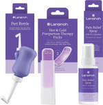 Lansinoh Keep Mama Comfortable Postpartum Care Kit  4% Lidocaine Perineal Spray (3.5 Oz), 2 Count Hot & Cold Postpartum Pads, Upside Down Peri Bottle (12.2 Oz) For Gentle Cleansing
