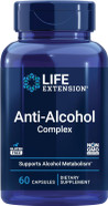 Life Extension Anti-Alcohol Complex, Vitamin C, Zinc, Grape Seed, Milk Thistle, Clove Extract, Supports Healthy Alcohol Metabolism & Optimal Liver Function, Gluten-Free, Non-Gmo, 60 Capsules