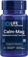 Life Extension Calm-Mag, Magnesium Acetyl Taurinate, Daily Stress Management Formula, Supports Calmness And Relaxation, Gluten-Free, Non-Gmo, Vegetarian, 30 Capsules