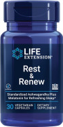 Life Extension Rest & Renew, For A Refreshing & Restorative NightS Sleep, Gluten-Free, Non-Gmo, Vegetarian, 30 Capsules