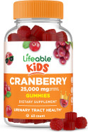 Lifeable Cranberry Gummies For Kids | 25000 Mg Equivalency | Great Tasting Cranberry Supplement | For Urinary Tract Health, Bladder & Digestive Support | Vegan And Non Gmo Cranberries | 60 Count