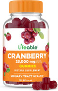 Lifeable Cranberry Gummies For Women | 25000 Mg Equivalency | Great Tasting Cranberry Supplement | For Urinary Tract Health, Bladder & Kidney Support | Vegan And Non Gmo Cranberries | 60 Count