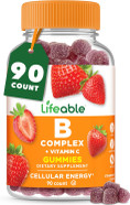 Lifeable Vitamin B Complex Gummies For Adults | With Vitamin C | Great Tasting Vitamin B Gummies | For Energy And Nerve System | Vegan B Complex Vitamins For Women, Men | 90 Gummies
