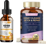 Liposomal Liquid Vitamin D3 K2 Supplement + Kidney & Liver Cleanse Detox & Repair Capsules
