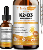 Liposomal Liquid Vitamin D3 K2 Supplement Drops With Mct Oil, Omega 3 - (5000 Iu) D3 + (200 Mcg) K2 Bone Strength With Calcium Magnesium Zinc Support Teeth, Bones, Vitamin D, Non-Gmo