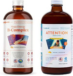 Liquidhealth Mega Energy B-Complex & Attention Teens & Kids Liquid Vitamin Bundle For Children - Improve Focus & Concentration, Boost Mood, Increase Natural Energy Levels - Vegan, Non-Gmo, Usa Made