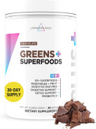 Livingood Daily Greens & Superfood Powder, Super Greens For Gut Health, Green Juice Powder With Spirulina, Chlorella, And Digestive Enzymes, Probiotics For Digestive Support, Chocolate, 30 Servings