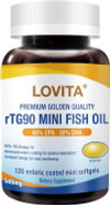 Lovita Rtg 90 Mini Fish Oil, 2000Mg Daily| High Absorption Rtg Form, 90% Omega-3 | Burpless, Easy To Swallow | Support Healthy Heart, Brain And Eyes | 120 Enteric-Coated Softgels