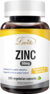 Lovita Zinc 50Mg | Potent Highly-Absorbed Chelated Zinc Supplements, Picolinate & Bisglycinate | Vegan, Gluten Free, Non-Gmo | For Immune, Antioxidant Support & Healthy Skin | 200 Capsules