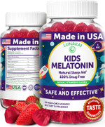 Lunakai Usa Made Kids Melatonin Gummies 1Mg - Safe & Natural Sleep Aid For Children 2+ - Non-Gmo, Vegan, Gluten-Free - 60 Count