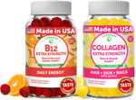 Lunakai Vitamin B12 And Collagen Gummies Bundle - 3000 Mcg Methylcobalamin High Absorption Energy Gummies - Non-Gmo Anti Aging Supplements For Men & Women - 30 Days Supply