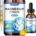 Magnesium Citrate Liquid Magnesium Drops Supplement 500Mg-Support Stress Relief, Bone, Muscle, Mood, Sleep-2 Fl Oz, Vegan, Pineapple Flavor