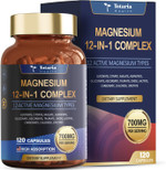Magnesium Complex 700Mg 12 In 1 Magnesium Supplement With Glycinate Citrate Malate Oxide Taurate Aspartate Orotate Magnesium Relaxation,Muscle,Heart Support, Vegan 120 Capsules