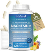 Magnesium Complex Chelated Magnesium Glycinate W/Malate, Taurate& Herbal Extracts For Support Sleep, Muscle,Cortisol & Heart Health, Gluten Free, Vegan, Non Gmo, High Absorption,120 Capsules
