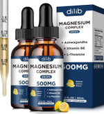 Magnesium Glycinate Liquid Drops 500Mg - Triple Magnesium Complex Supplement With Citrate, Malate, Ashwagandha, L-Theanine, Vitamin B6 For Sleep, Stress Relief, Muscle, Pineapple Flavor 4 Fl Oz