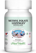 Maxi Health Methyl Folate Lozenges With B12 & B6, Flavored Memory, Cardiovascular Health Hormone & Immune Support Gluten Free, Kosher Berry, 90 Count
