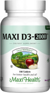 Maxi Health Vitamin D3 2000 Iu - For Healthy Muscle Function, Bone Health And Immune Support  180 Tablets  Best Kosher Supplement For Adults