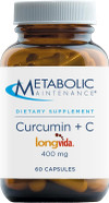 Metabolic Maintenance Curcumin + C (Longvida) - Turmeric + Vitamin C Supplement - Musculoskeletal + Healthy Brain Function Support, Higher Absorption Without Black Pepper (60 Capsules)