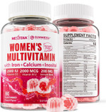 Methylated Multivitamin For Women Gummies, Calcium, D3 K2, Methylfolate & B12, Inositol, Daily Vitamin A, C, E, B Complex, Biotin, Iron - Energy, Immune, Bone, Skin Hair - Vegan, Sugar Free, 60 Count