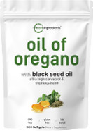 Micro Ingredients Oil Of Oregano Softgels, 150 Count | 2 In 1 Formulated With Black Seed Oil, 4X Strength Carvacrol & Thymoquinone | Plant Based, Non-Gmo & Immune Support