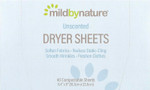 Mild By Nature Dryer Sheets, Unscented, 40 Compostable Sheets