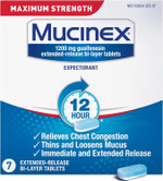 Mucinex 12 Hr Max Strength Chest Congestion Expectorant Tablets, 7 Count