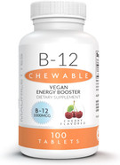 Natural Vitamin B-12 Methylcobalamin 1000Mcg - 100 Chewable Cherry Tablets - Sublingual B 12 Supplement For Energy Support - Gelatin Free