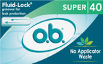 O.B. Tampons No Applicator, Fragrance-Free - 40Ct | Applicator-Free Tampons Super, Feminine Care, Ob Tampon Super, Period Products