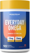 Oceanblue Essentials Everyday Omega 3  90 Count  Burpless Fish Oil Supplement With Vitamin D3  Epa & Dha For Heart And Immune Support  Non-Gmo  Tasty Orange Flavor  3 Month Supply