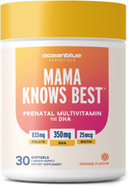 Oceanblue Essentials Mama Knows Best  30Ct  Prenatal Multivitamin With Omega-3 Dha  Supports A Healthy Pregnancy  Easy To Swallow Softgels  Tasty Orange Flavor  1 Month Supply