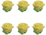 O'Creme Rose Royal Icing Sugar Flower 3/4 Inch High - For Cake Decorating - Decorations For Cakes, Cupcake Toppers - Birthday, Wedding, Valentines, Baby Shower - Set Of 6 Pastel Yellow
