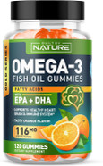 Omega 3 Fish Oil Gummies With Epa & Dha From Wild Fish - Triple Strength Omega 3 Fish Oil Gummy, Supports Healthy Heart, Brain & Immune System, Burpless & Natural - 120 Gummies, 60 Day Supply