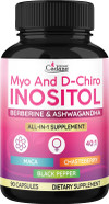 Organic Cadane Myo & D-Chiro Inositol Supplement | Formula With Ashwagandha, Maca, Chasteberry, Berberine & Black Pepper | Supports Women'S Balance & Wellness | Vegan, Non-Gmo - 90 Capsules