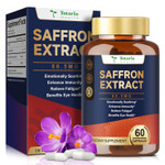 Organic Happy Saffron Supplements - 100% Organic Saffron Extract 88.5Mg Per Serving With Crocins, Safranal & Safromotivines For Better Mood, Energy, Eyes, Immunity, Blood, Men & Women, 60 Vegan Caps