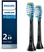 Philips Sonicare Genuine C3 Premium Plaque Control Replacement Toothbrush Heads, 2 Brush Heads, Black, Hx9042/95